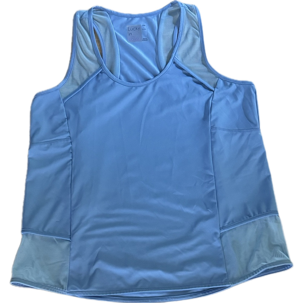 Lucky In Love Women's Blue Tank Top Scoop Neck Size Large